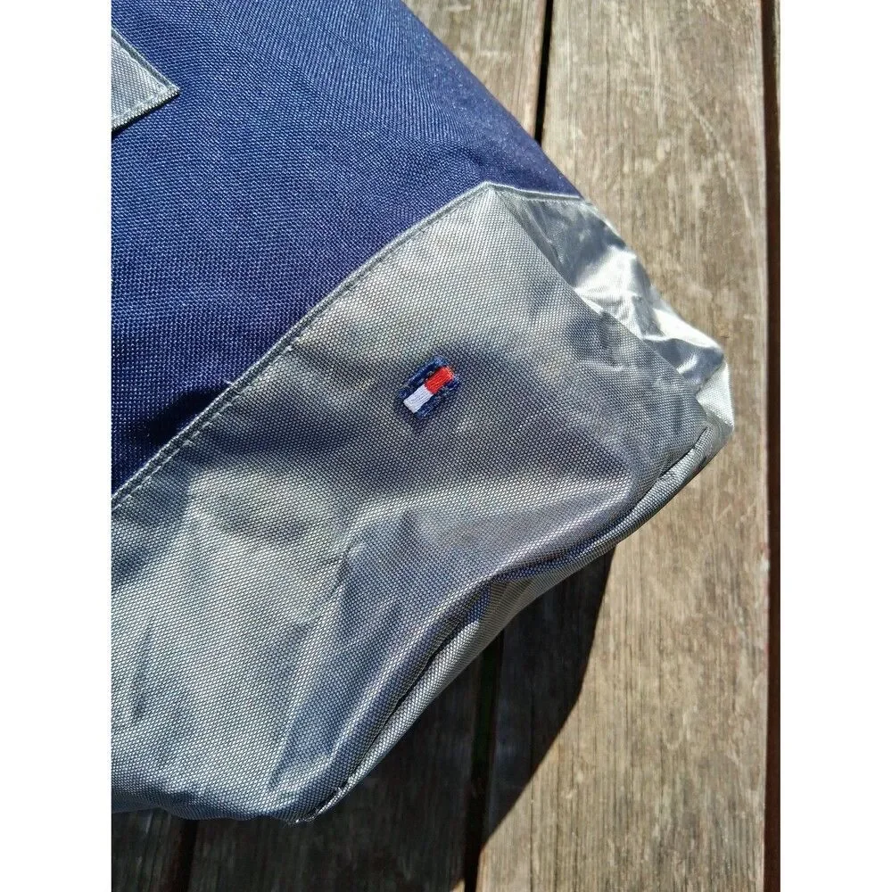 Tommy Hilfiger Travel Barrel Bag Tote Backpack XL Blue & Silver Vintage